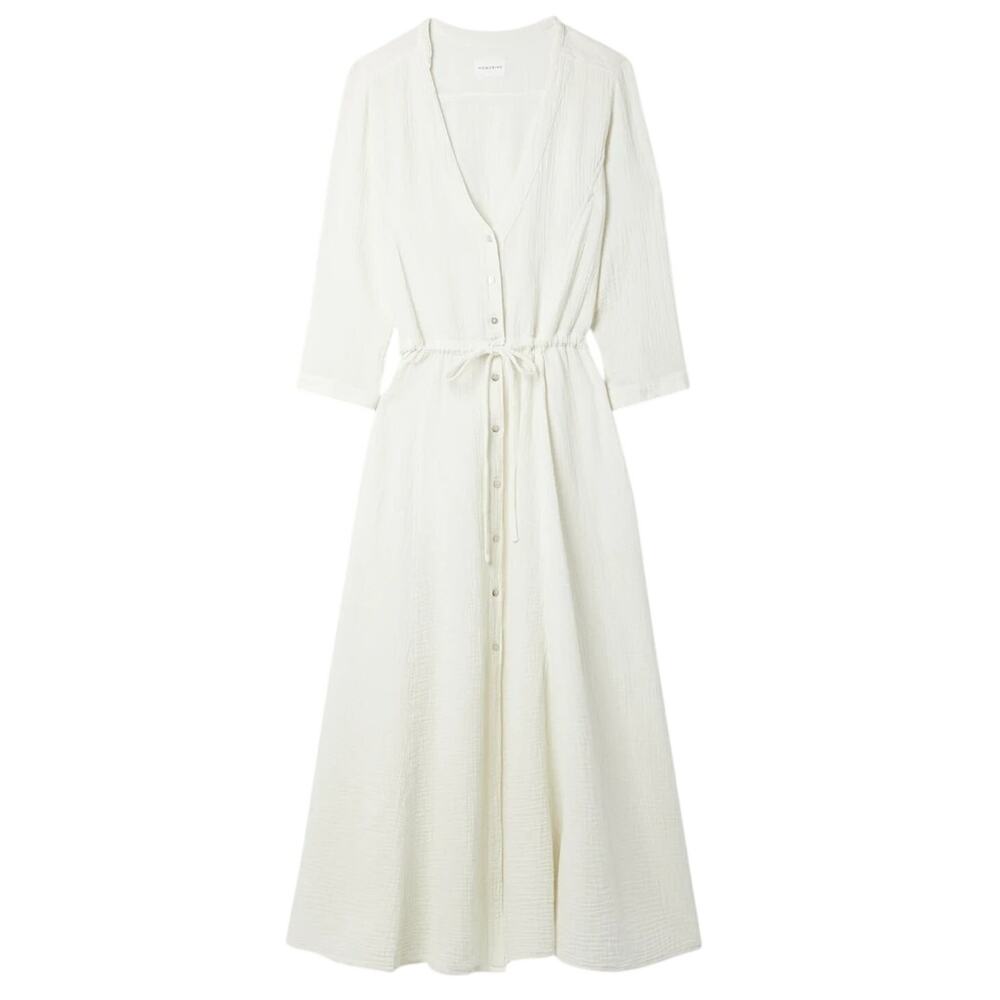 Honorine Textured Ecru Georgia Midi Dress Size Large
